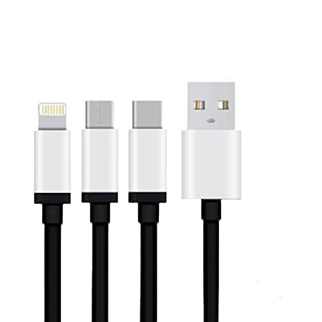 Image of (Tessco GU-331) 3 in 1 USB Cable for Type-C, Micro USB, for All Smartphones, Tablet with Rapid Charging Support (1M, Black)