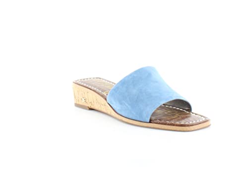 Sam Edelman Valery True Blue Suede Slip On Square Toe Slide Mule Wedge Sandals (True Blue Suede, 9, Suede) #TOP3