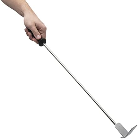 JRG68 Charcoal Grill Ash Rake - 25 inch, Scraper Cleaning Tool for Wood-Fired Pizza Oven, BBQ, Kettle Grills, Fire Pits, Restaurant, Pizzeria - Complete with 4 Skewers