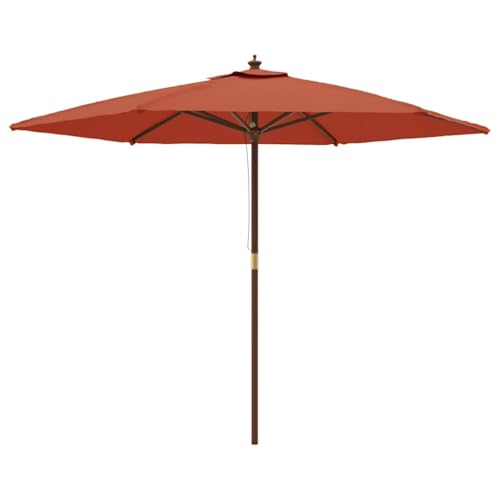 Parasol de jardin en bois 299 cm parasol extérieur mât bambou 38 mm poulie terre cuite