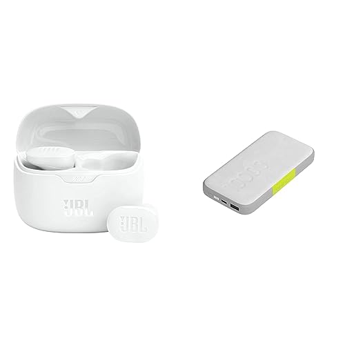 JBL Tune Buds - True Wireless Noise Cancelling Earbuds (White) and InfinityLab InstantGo 10000-10000mAh Wireless Power Bank- White