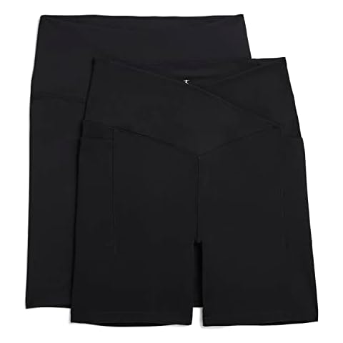 Danskin Women's 2-Pack 7" Active Bike Shorts, Black/Black, Large Cover