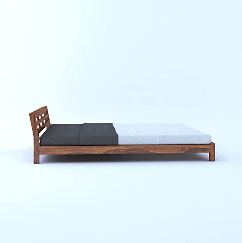 Image of SANKAT MOCHAN Industries Solid SHEESHAM Honey Brown Wooden King Size Bed Double Bed Furniture for Bedroom Living Room, Home & Hostel Rooms (Honey Finish) Matters Size (6 * 6.5) (King (U.S. Standard))