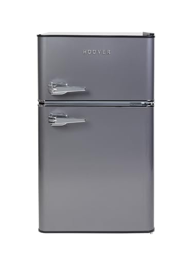 Hoover Top Mount Refrigerator - Light Retro Style, 121L Gross Capacity, Defrost, Mechanical Control, Interior Light, Silver - HTR-K121-S