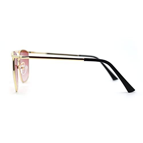 SA106 Hipster Crossbar Double Bridge Rectangle Metal Rim Sunglasses3
