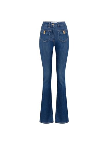 Elisabetta Franchi Jeans con bolsillos y detalles de lazo, Azul Denim, 30
