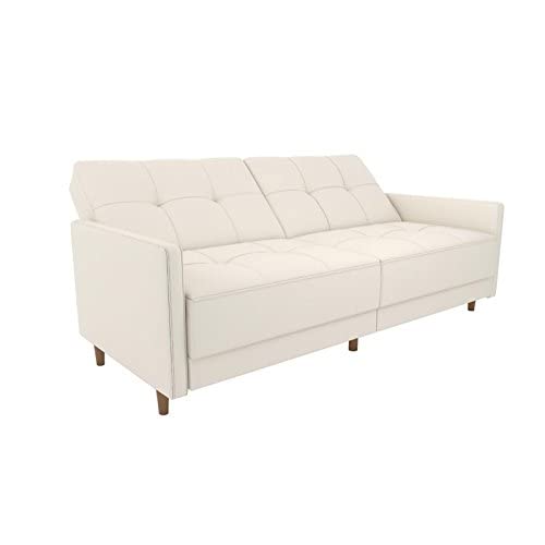 Dhp Andora Coil Futon Sofa Bed Couch With Mid Century Modern Design - White Faux Leather #TOP5