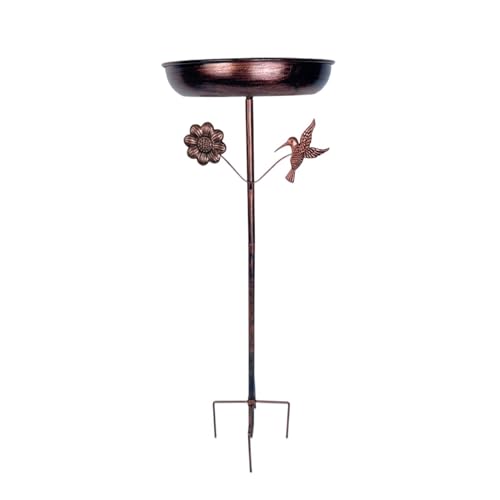 Baño para pájaros exterior con estaca de metal para césped y jardín 2