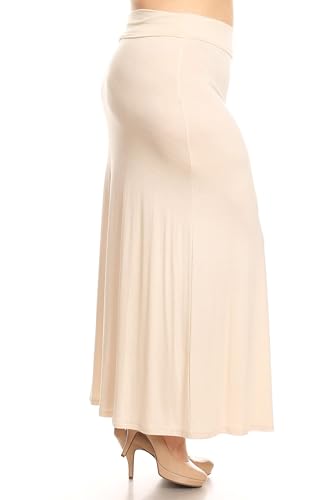 FashionJOA Elegant High-Waisted Maxi Skirt for Every Occasion Cream S2