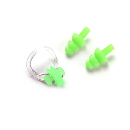 QUXVUIS Clip de nariz impermeable, tapones para los oídos de natación reutilizables, Unisex, deportivo, buceo, surf, accesorios protectores oídos portátiles para nadar, Verde