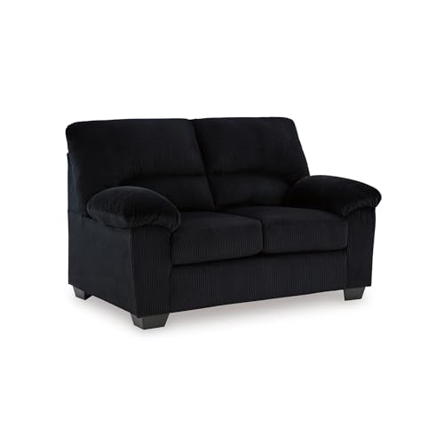 Image of Signature Design by Ashley Loveseat Sofa, No Assembly 63 in Onyx Couch