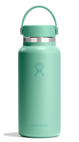 Image of Hydro Flask Water Bottle - Insulated Stainless Steel - Wide Mouth Flex Lid, Non Spill, Leakproof and Refillable in 32 Oz Mermaid Green