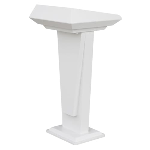 Leggio portatile per podio professionale con luce da lettura per chiesa, scuola, matrimonio, concerto, scrivania in metallo (bianco)