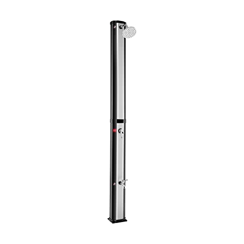 COSTWAY Ducha Solar Portátil 35 L/ 217 cm, Ducha de Jardín 2 Secciones con Alcachofa Giratoria, Regulación Presión y Temperatura hasta 60°C, Piscina Playa Patio Jardín (plata)