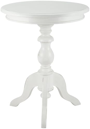 CLP Table d'appoint Wiva en Bois Rond, Table de Salon de 50 cm de diamètre pour Salle de séjour et Salle à Manger, Bois de Mindi, Couleur:Blanc Antique