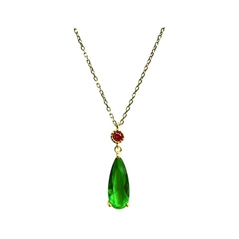 Howl's Moving Castle Necklace S925 Silver Chain Anime Cartoon Cosplay Costume Jewelry Green Water Drop Necklace Accessories Gift (Howl's 925 Silver Necklace) Cover
