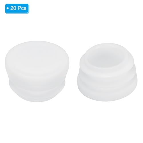 Image of PATIKIL 7 /8 inch Plastic Tubing End Caps, 20Pcs Round Hole Plug Insert for Round Iron Pipe Chair Legs Table Bookshelves Furniture, White