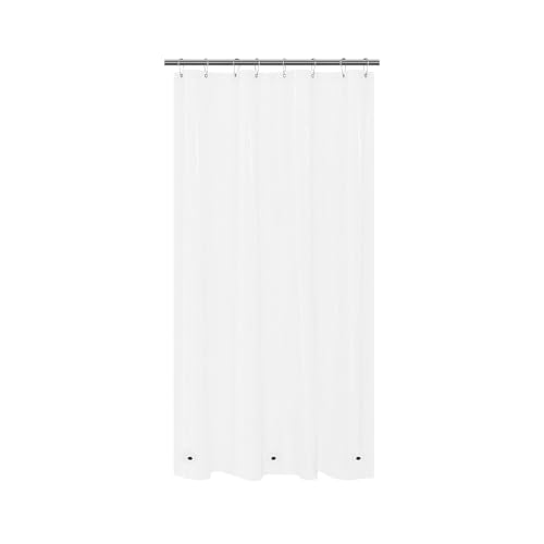 Image of Mrs Awesome Narrow Clear Shower Curtain Liner with 3 Magnets, 48x72 Premium Flexible Sturdy Plastic Shower Curtain for Bathroom Shower Stall Lightweight, Waterproof, Clear