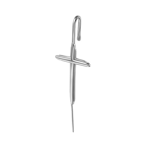 Cross Ear Piercing Jewelry Minimalist Stainless Steel Single Piercing Hook Industrial Barbell Fake Cartilage Industrial Earring Statement Ear Jewelry for Women Men