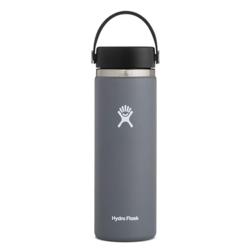 Hydro Flask Water Bottle - Insulated Stainless Steel - Wide Mouth Flex Lid, Non Spill, Leakproof and Refillable in 20 Oz Stone