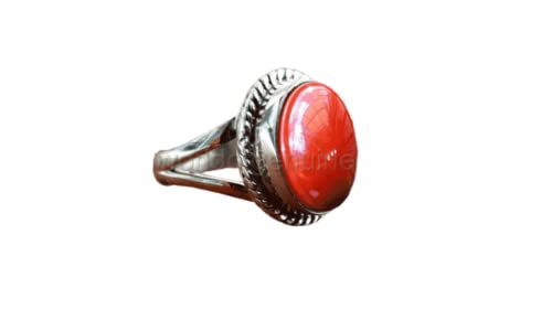 Red Coral Gemstone Ring, 925K Sterling Silver, Cab Oval, Classic Handmade Jewelry, Girl's Coral Ring, Split Shank Design Ring, Dainty, Tiny, Gift For Her, Metaphysical, Mother's Day Gift, Size 5-14