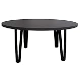 OFILIKE. Mesa de Centro Redonda Baja. Mesa de Salón Redonda. Estilo Moderno, con Patas Metálicas Negras (140cm diámetro, Gris Grafito)