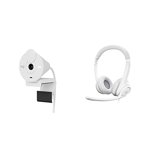 Logitech Brio 300 Webcam Full HD et Casque H390 Stéréo USB-C pour PC