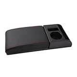 MaT store コンソールボックス 汎用 車用 小物入れ アームレスト コンソール 肘置き 伸縮式 (レッド)