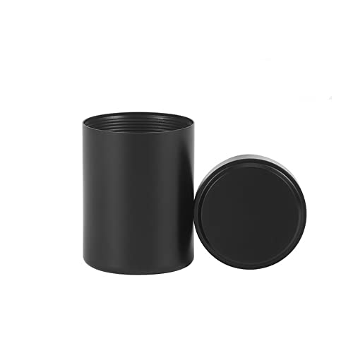 Gierzijia Seal - Recipientes de té, color titanio y aleación de aluminio redondos, mini tarro sellado portátil para café, té, caramelos, almacenamiento de hojas sueltas (negro, 60 ml) Cover