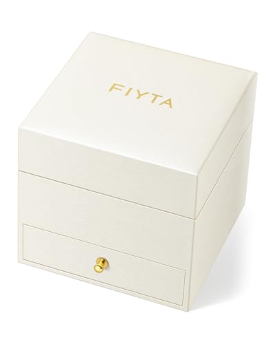 Image of FIYTA Women's Watch - Elegant Gold Small Square Luxury Watch with Sapphire Crystal; 316L Stainless Steel Jewelry Bracelet, Timeless Gift for Her, Mother's Day, Gift Box Included