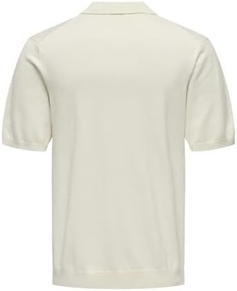 ONLY & SONS Beyaz Erkek Triko ONSWYLER LIFE REG 14 SS ZIP POLO KNIT, L - Görsel 4