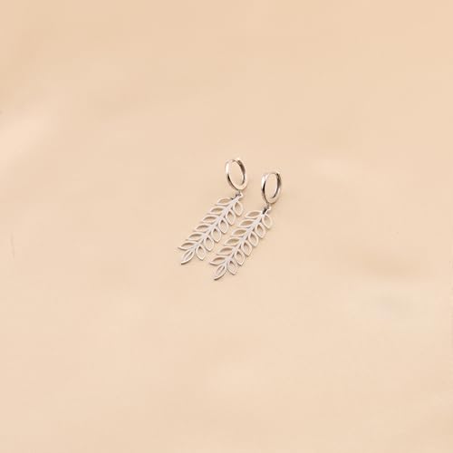 Tela Jewelry - Modern Wheat Drop Earrings, Genuine 925 Sterling Silver Dangle Earrings, Huggie Lock, Statement Jewelry by Tela Jewelry - Image 3