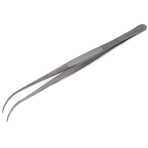 Multifunction Lab Tweezers Narrow Micro Point Fine Serrations Stainless Steel Forceps - 12