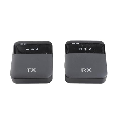 Microfono a Condensatore Omnidirezionale, Ampio Raggio di Trasmissione Wireless, Ampia compatibilità, Monitoraggio in Tempo Reale, Microfonico Wireless con 1 Trasmettitori + 1 (BLACK)