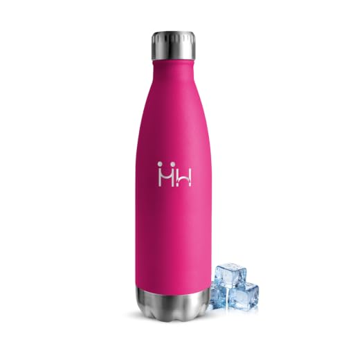 Botella Agua Acero Inoxidable Sin BPA 500ML, Botella Agua Termica, Acero Inoxidable 18/8, Garrafa Termica, A Prueba de Fugas Reutilizable, Cantimplora Termo para Camping, Rojo rosado