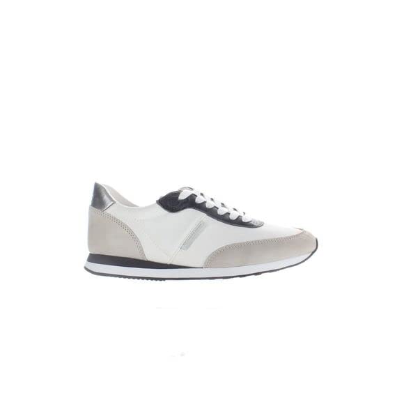 Image of Sam Edelman Tori White Lace Up Almond-Toe Fashion Low Top Flat Trainer Sneakers (White, 9.5)