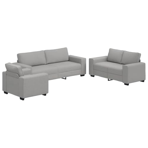 Qnhdfrt 3er Lounge Sofa Set Wolkengrau aus strapazierfähigem Polyester Holz Metallrahmen mit Breiten Armlehnen Lesesessel 2-Sitzer 3-Sitzer für Wohnzimmer Büro Gästezimmer – Bild 3