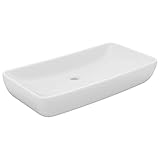 ¡Es un adorno para tu hogar vidaXL Lavabo de Lujo Tocador Montado Encima Piedra Vasija Cuarto de Baño Aseo Indoro Garaje Fácil de Limpiar de Cerámica Rectangular Blanco Mate
