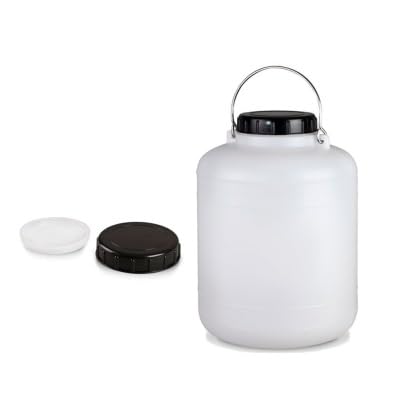 Droquimur. Garrafa de plastico apto para uso alimentario de 5 litros con asa metálica con tapadera a rosca y una tapa interior que permite un cierre hermético. (5 LITROS)
