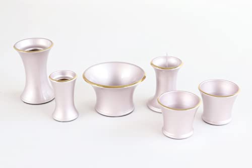 やまこう 仏具 仏具セット ミニ モダン おしゃれ 6点 セット パールピンク 2.5寸 真鍮 ミニ仏壇