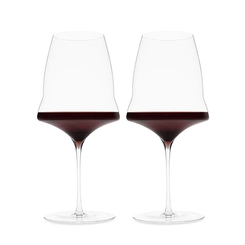 Josephinenhütte - JOSEPHINE No 3 - Red - Red wine glasses - purely handmade - Set of 2