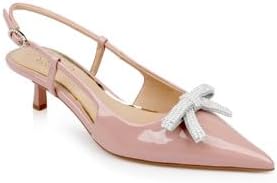 Jewel Badgley Mischka Krystia Slingback Kitten Heels with Pearled Bow