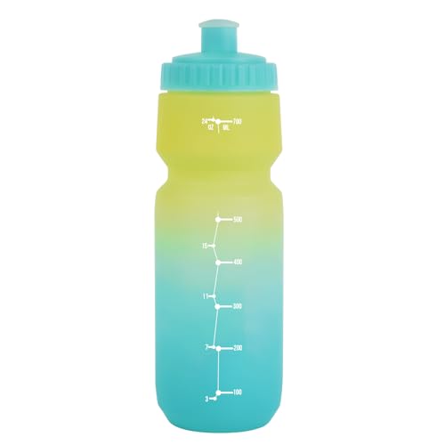 24oz Bike Water Bottle, Cycling Squeeze Water Bottle Leakproof BPA Free with Capacity Scale w/Pull Top Lid, Reusable, for Bicycle, Gym,Camping, Hiking — view 6