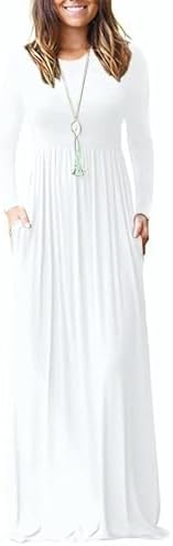 MISFAY Womens Casual Long Sleeve Dress Maxi with Side Pockets image 5