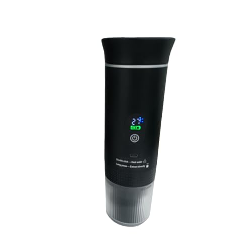 WXQポータブルカプセルコーヒーマシン、電動エスプレッソマシン、キャンプ/車中泊に最適な全自動コーヒーメーカー、USB充電式 ホット&コールド抽出 オフィス/旅行/アウトドアに最適 忙しいビジネスマン/アウトドア愛好者向け (ブラック,デジタル表示バージョ