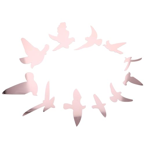 DOITOOL アクリル製 鳥壁アート 11枚セット 3D飛翔する鳥置物彫刻 ミラーローズゴールド壁ステッカー 寝室 リビングの商品画像（Amazon）
