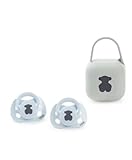 TOUS BABY - Set 2 chupetes y portachupetes Baby TOUS. Chupetes anatómicos para tu bebé (0-6M) (CELESTE)