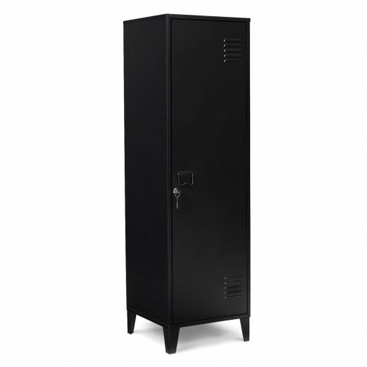 IDMarket - Armario de vestidor ESTER puerta metal negro diseño industrial