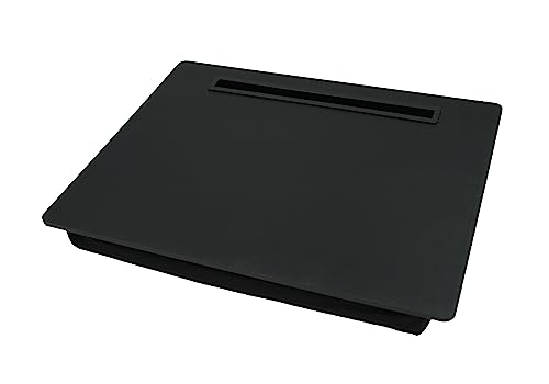 PrimoLiving Knietablett mit Tablet-Halterung - 40x30x5 cm – Tablett als Laptop-Notebook-Unterlage – Sofa oder Bett-Tablett in schwarz