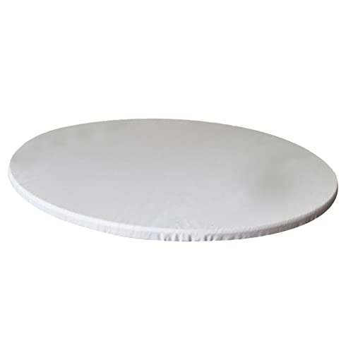 LOVIVER Mantel Elástico de Tela Decorativa para, de Cubierta de Tela, Ajuste 120 Cm de Diámetro Máx.Color Sólido, Blanco, 120cm máximo